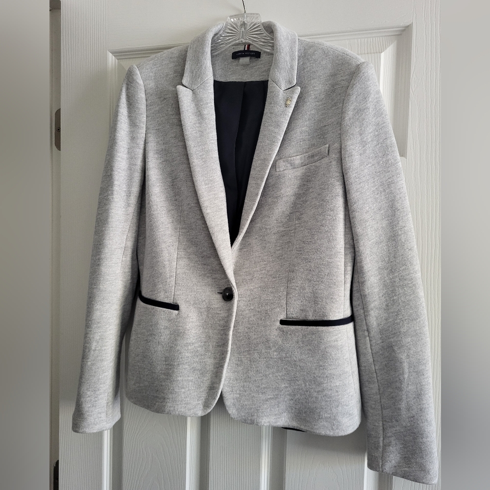 Tommy Hilfiger Blazer Grey with Navy Accents Size 8